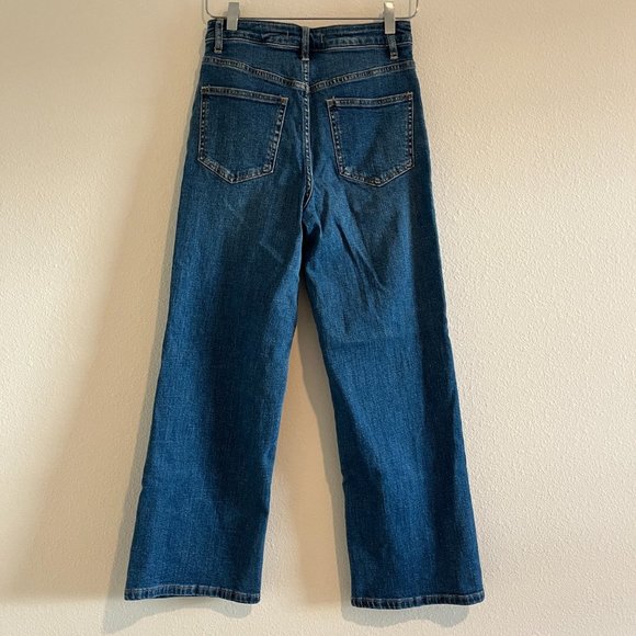 Free People Jeans High Waist Cropped Button Fly Straight Fit Blue Medium Size 25 - Picture 6 of 9